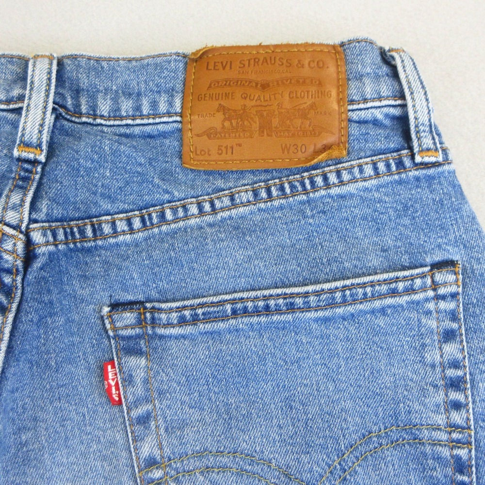 Levi's 511 Jeans Mens 30x34 (Actual 30x32) Blue Slim Premium Stretch Denim - Picture 6 of 11